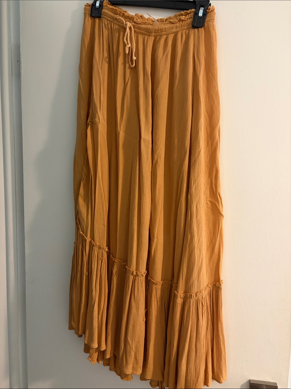 Free People Bohemian Tiered Maxi Dress/ Skirt in Mustard Yellow